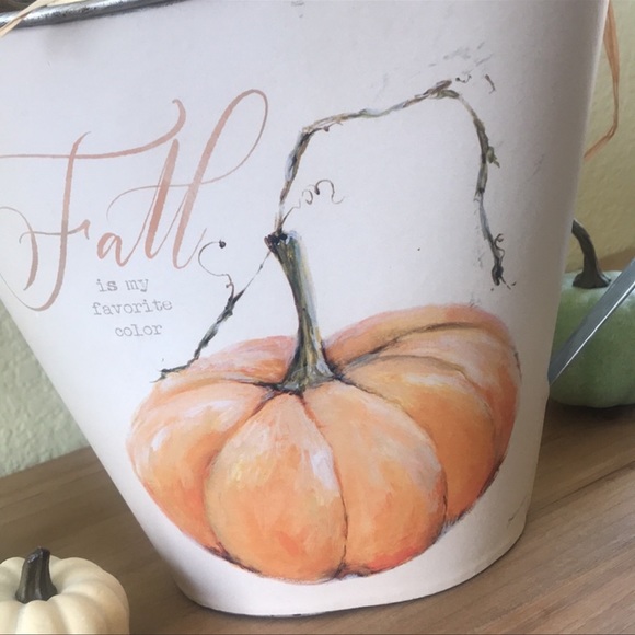 Fall Farmhouse Harvest large metal decorative pitcher with Cinderella pumpkin - Picture 5 of 16